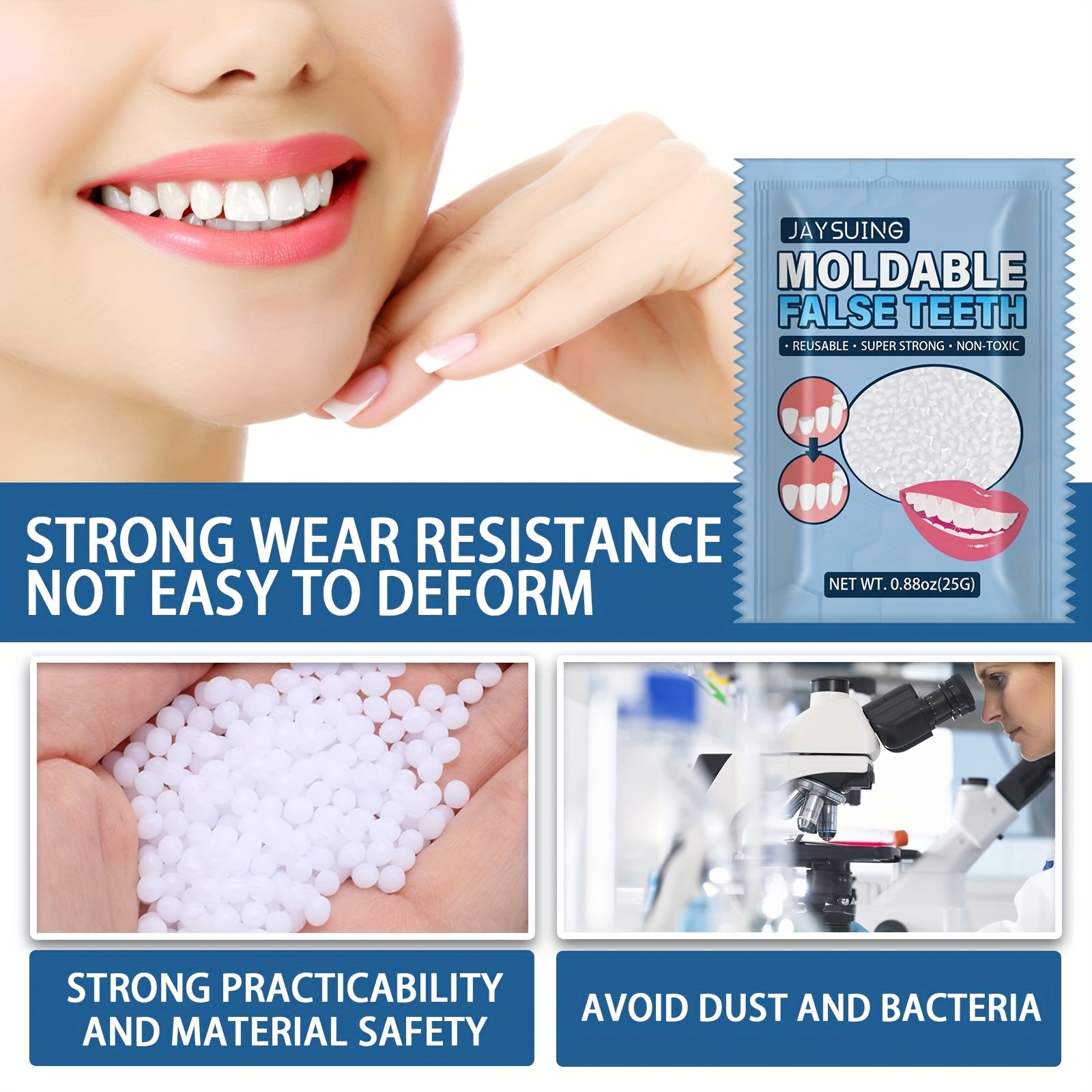 Moldable False Teeth Tooth Repair Kit Dental Repair Kit Glue for