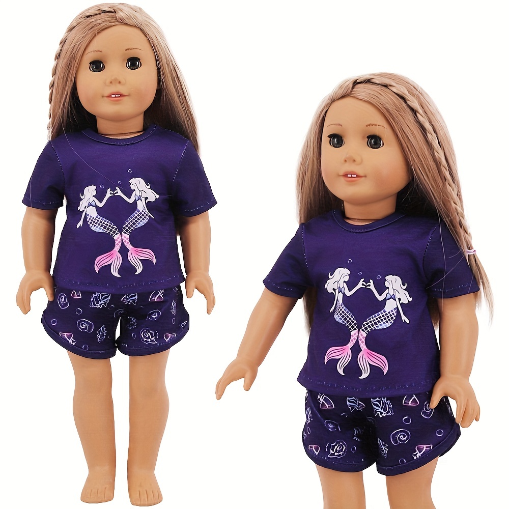 18-inch Doll Summer Short Sleeved Pajamas, Bald Doll Change Shorts Suit