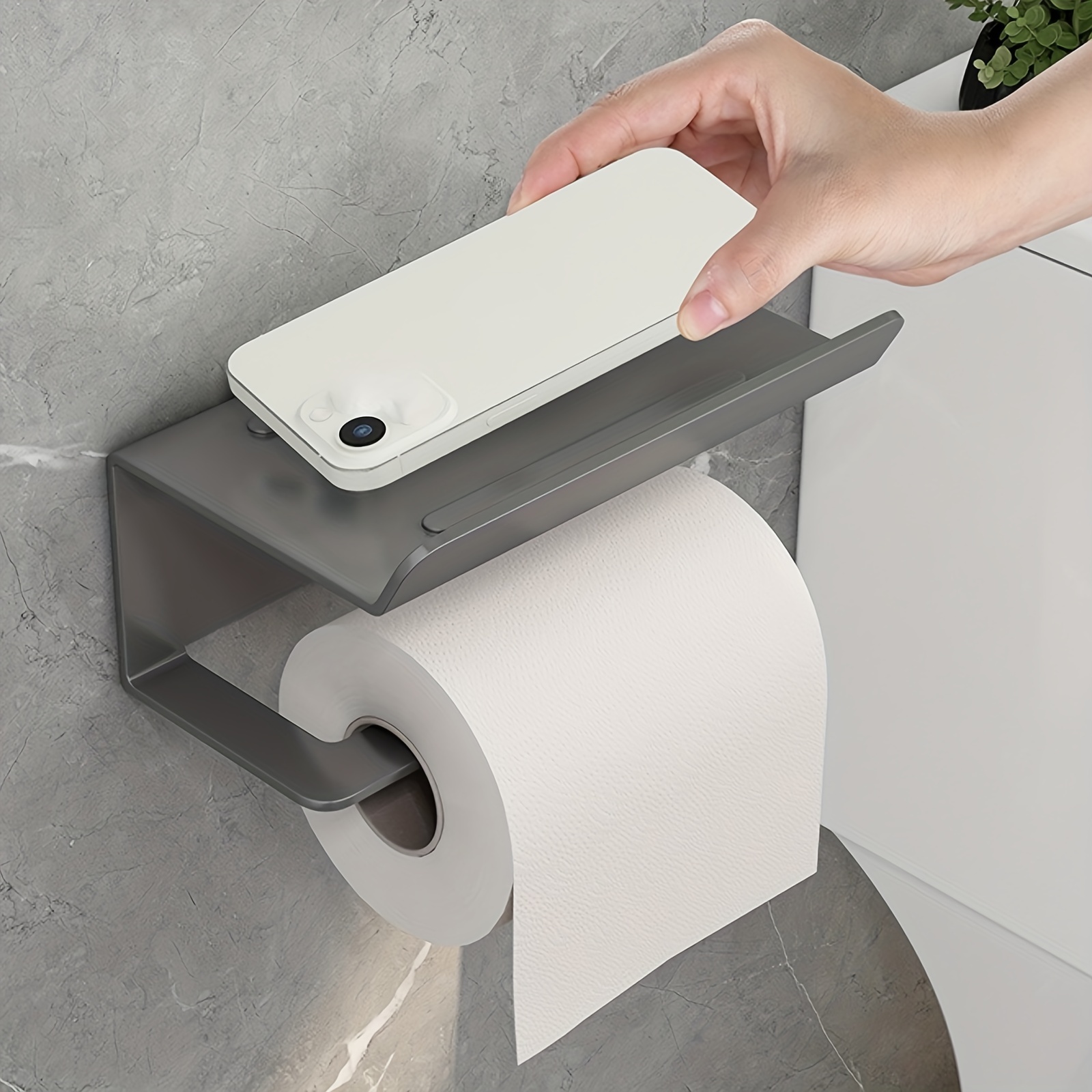 Wall-mounted Punching-free Toilet Paper Holder, Self-adhesive Toilet Roll  Holder, Bathroom Paper Holder, Glue And Screws Available, Home Kitchen And  Bathroom Accessories - Temu
