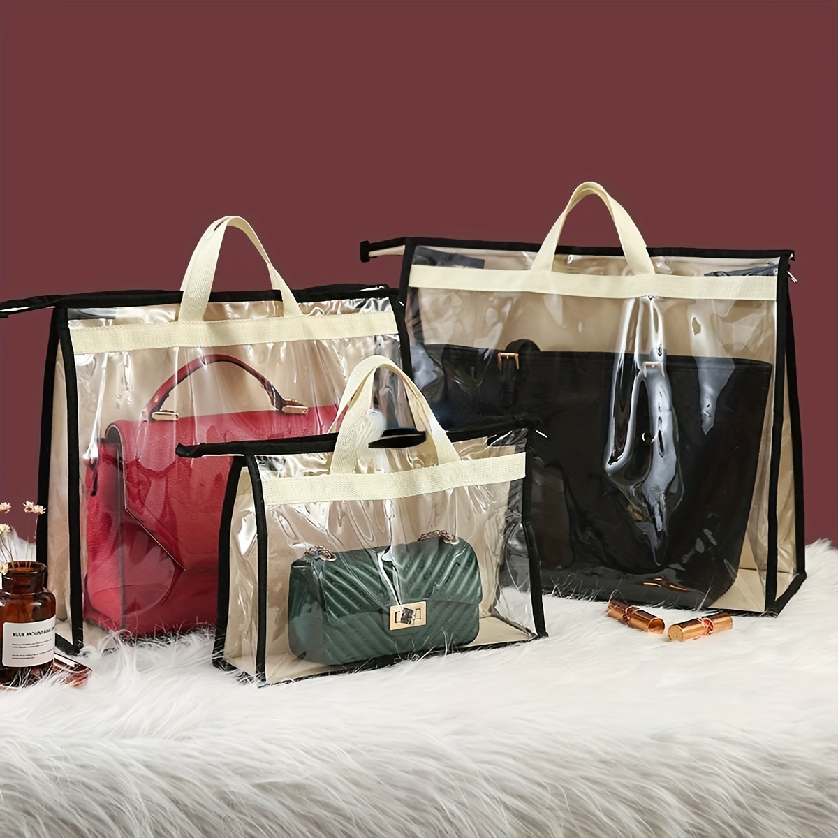 Dust Bag For Handbags, Clear S /xl Handbag Storage, Purse Storage Organizer  For Closet, Purse Cover Hanging Closet Organizer With Zipper And Handle -  Temu