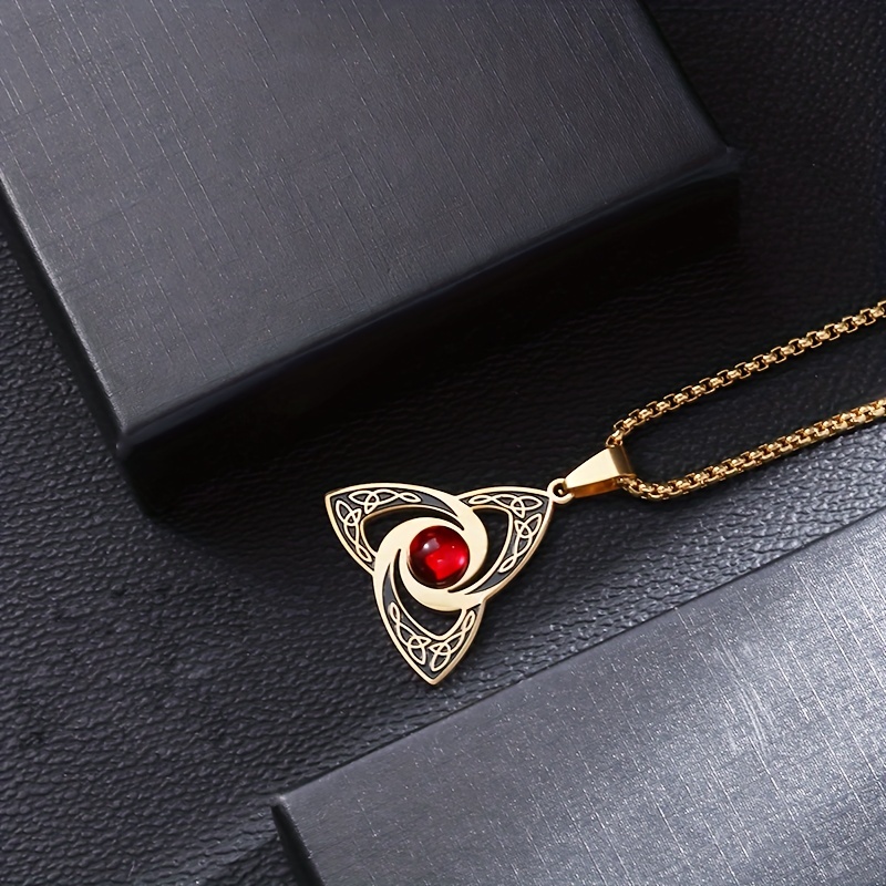 Stainless Steel Celtic Knot Necklace with Gemstone