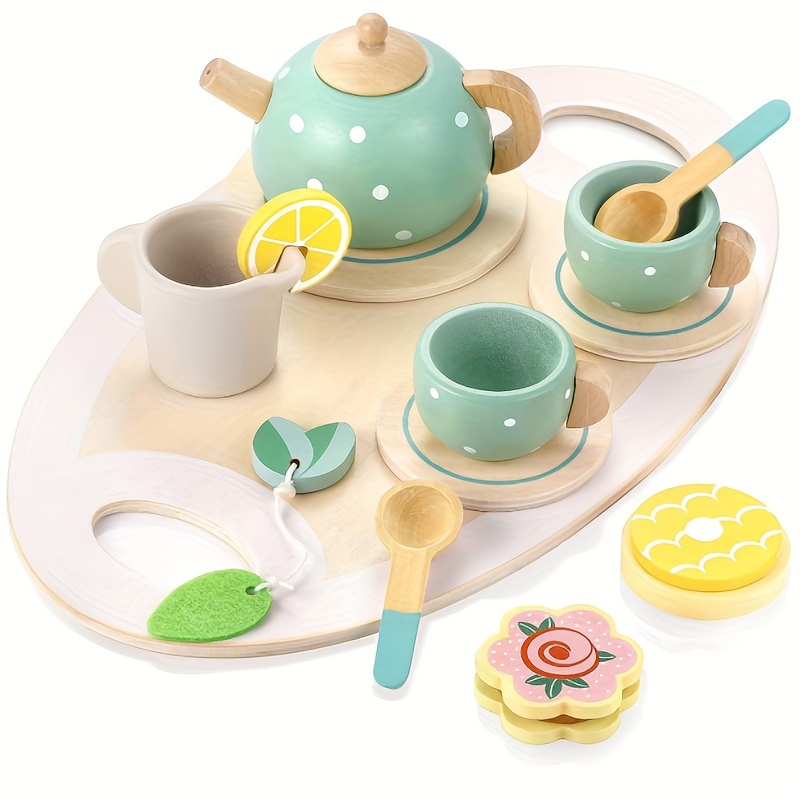 15pcs Simulation Wooden Afternoon Tea Toys, Ensemble De Jouets De  Simulation De Dessert Pour Enfants, Théière