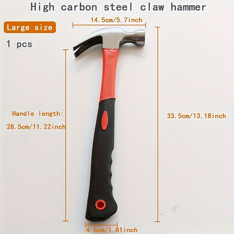 1pc Household Multifunctional Hammer, Plastic-coated Handle Claw Hammer,  Nail Hammer, Safety Hammer, Iron Hammer, Construction Site Tool Hammer,  Hardw