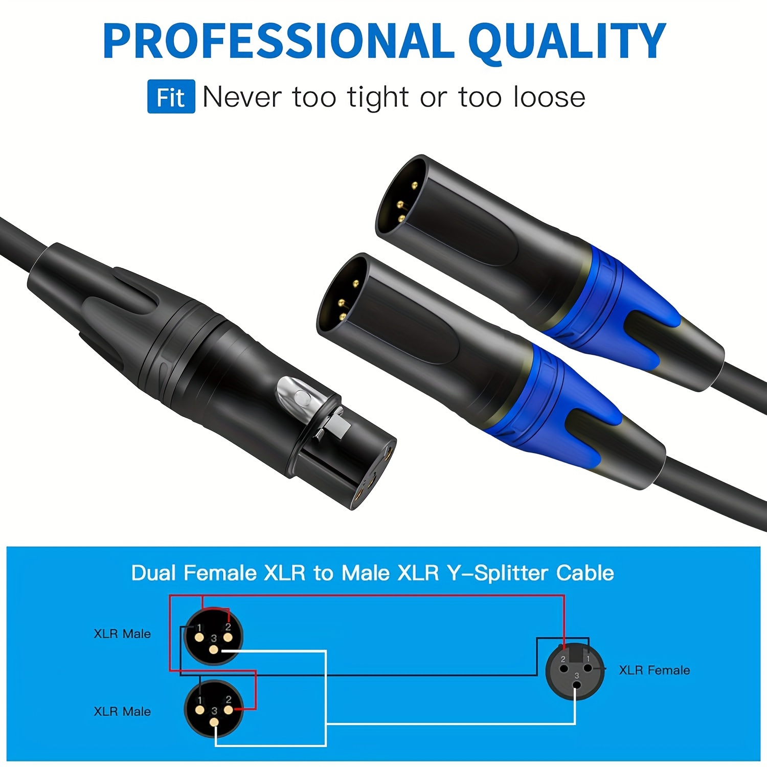 Xlr To Xlr Y splitter Cable Balanced Xlr Female To Dual Xlr - Temu