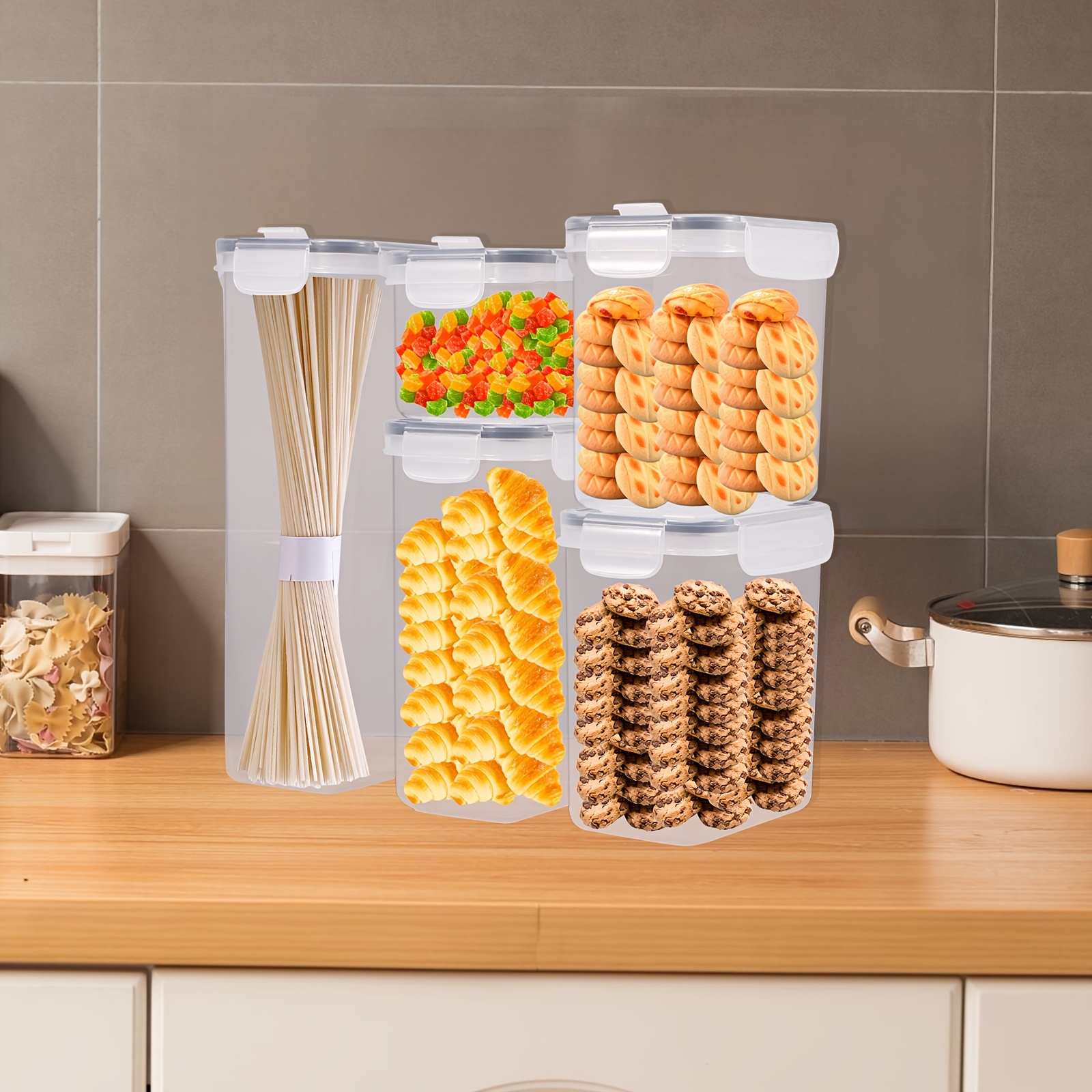 Airtight Food Storage Containers With Lids, Clear Food Storage Boxes, Stackable  Pantry Storage Container, Moisture Proof Pantry Food Canisters, Food Storage  Organizer For Spices Cereals Snacks - Temu