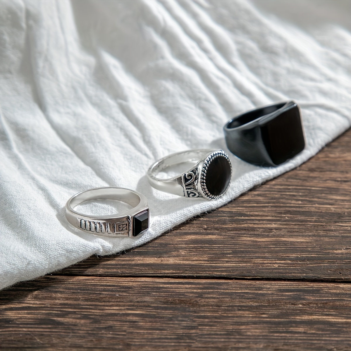 3pcs Vintage Exaggerated Men's Joint Ring Set