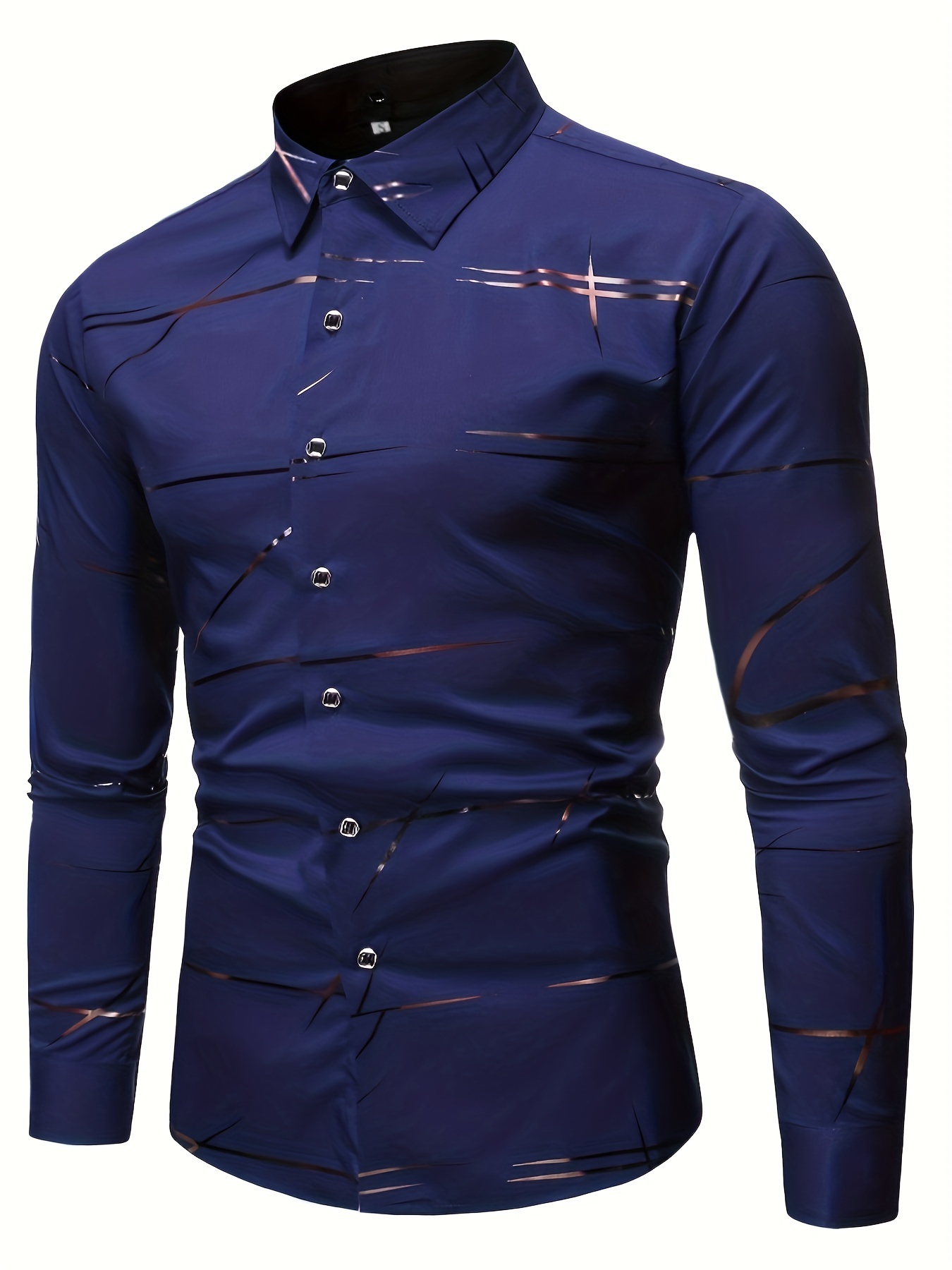 Mens Navy Blue Button Up Shirt - Free Shipping for New Users - Temu