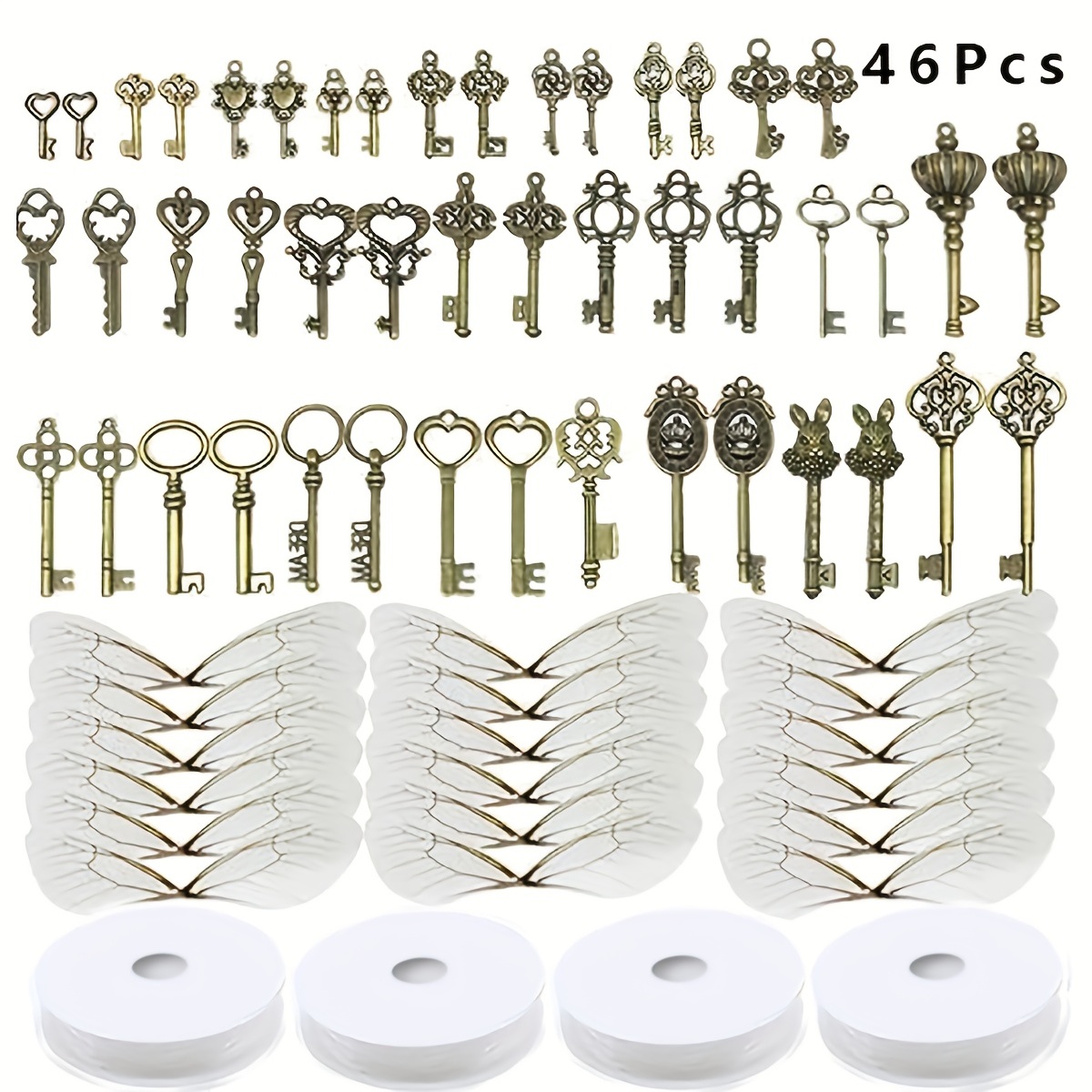 125 PCS Vintage Skeleton Key Set Charms, JIALEEY Mixed Antique Style Bronze  – ASA College: Florida