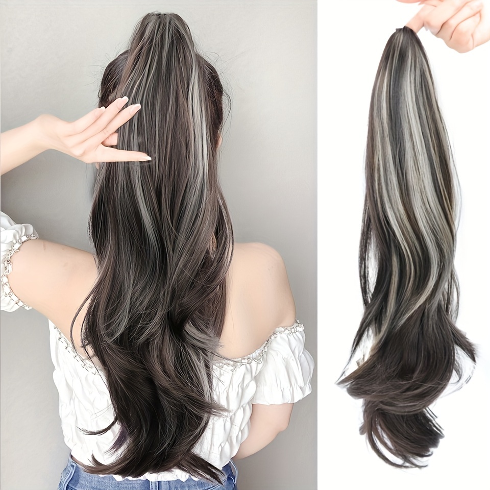 Highlight Curly Wavy Claw Clip Ponytail Extension Hairpiece
