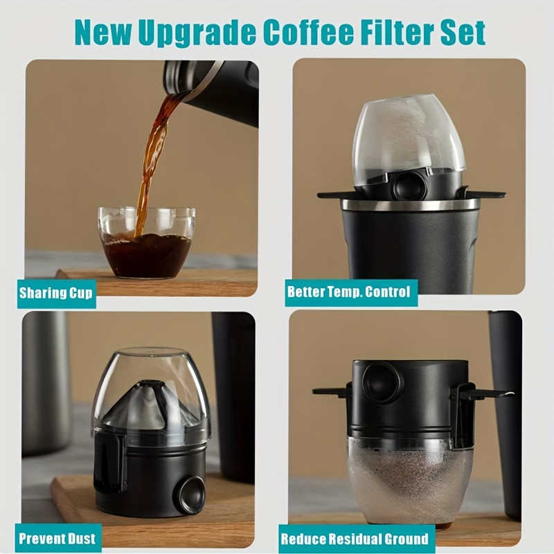 Creative Coffee Filter Brown Brewed Coffee Pot Durable Glass Percolator  Funnel Filtering Cup Drip Pot Reusable