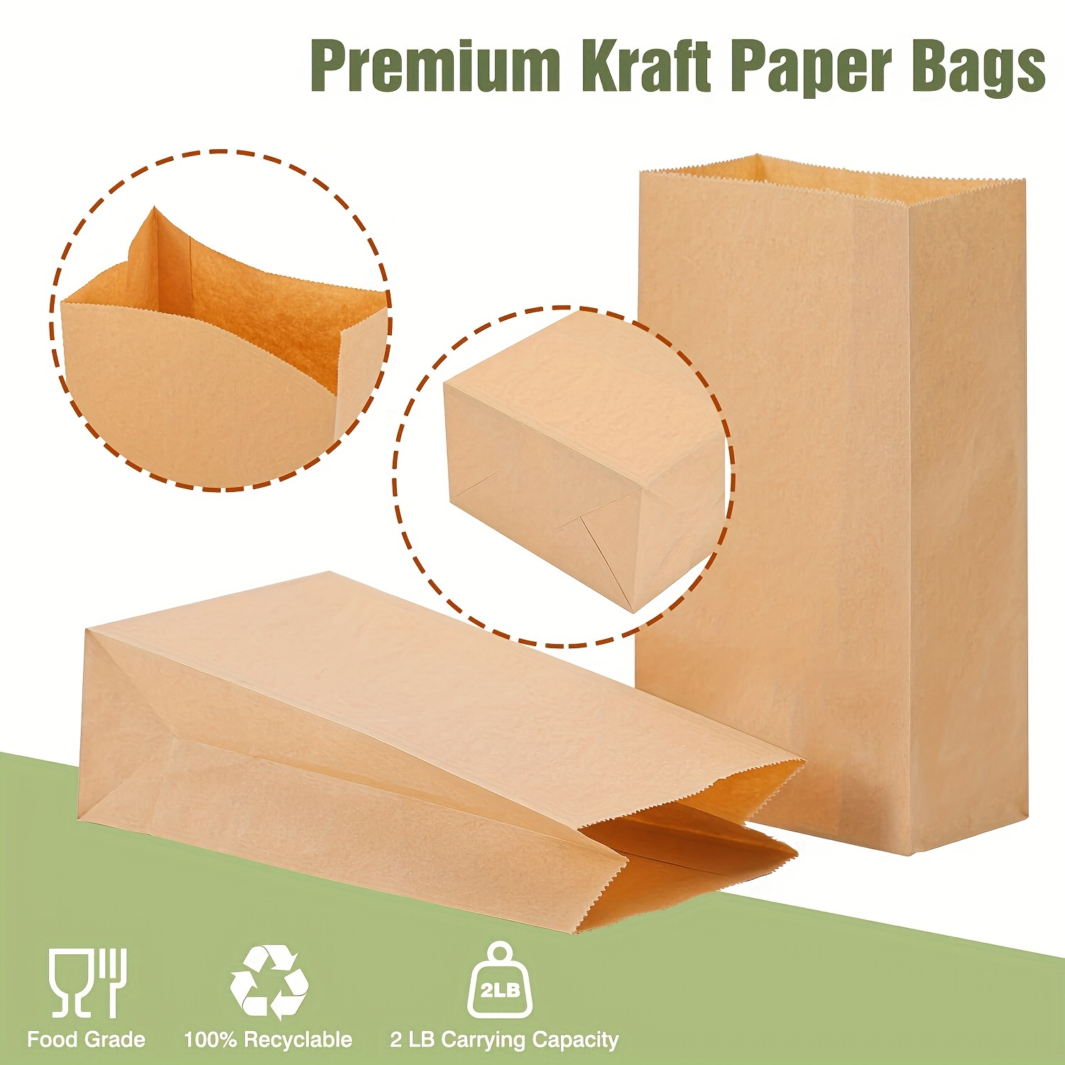 Brown Kraft Paper Lunch Bags Packaging Flat Gift Wrap Bags - Temu