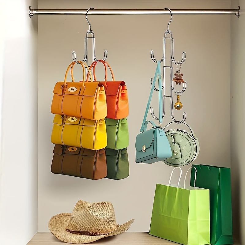Organizador de lujo para colgar bolsos sobre la puerta/armario,  almacenamiento máximo de bolso, soporte para bolso gira 360, cromo  resistente soporta