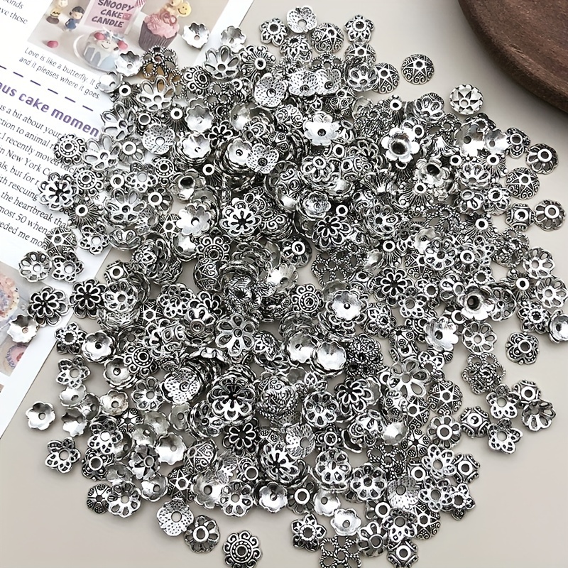 100g Alloy Flower Bead Caps Bead Cap Ends Spacer Beads Jewelry Accessories for Jewelry Making, Mixed Colors