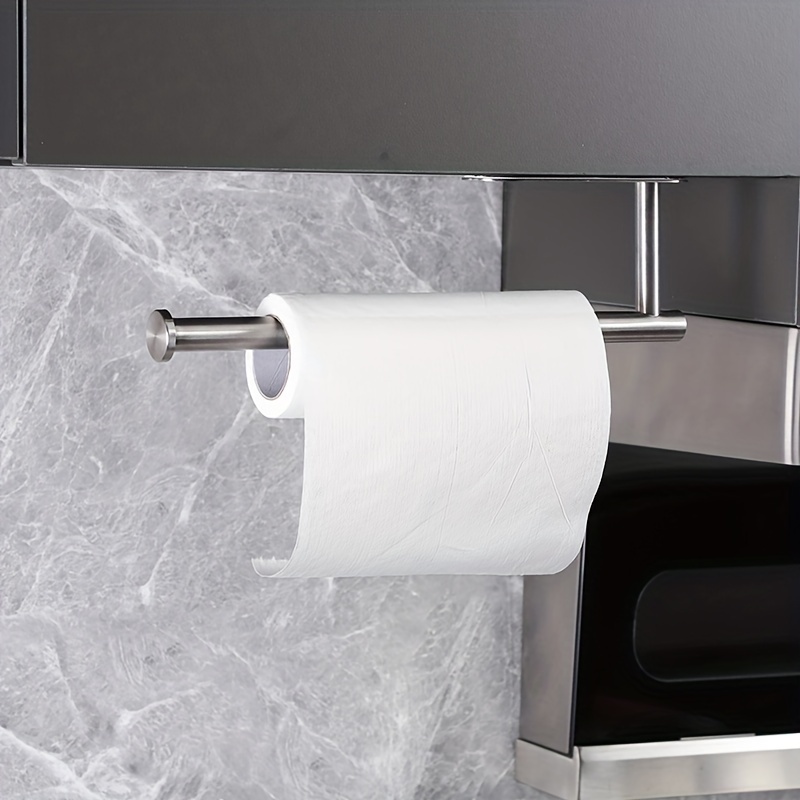 Soporte para toallas de papel colgante debajo del gabinete, soporte de  pared para toallas de papel negro, soporte de pared para rollos de toalla  de
