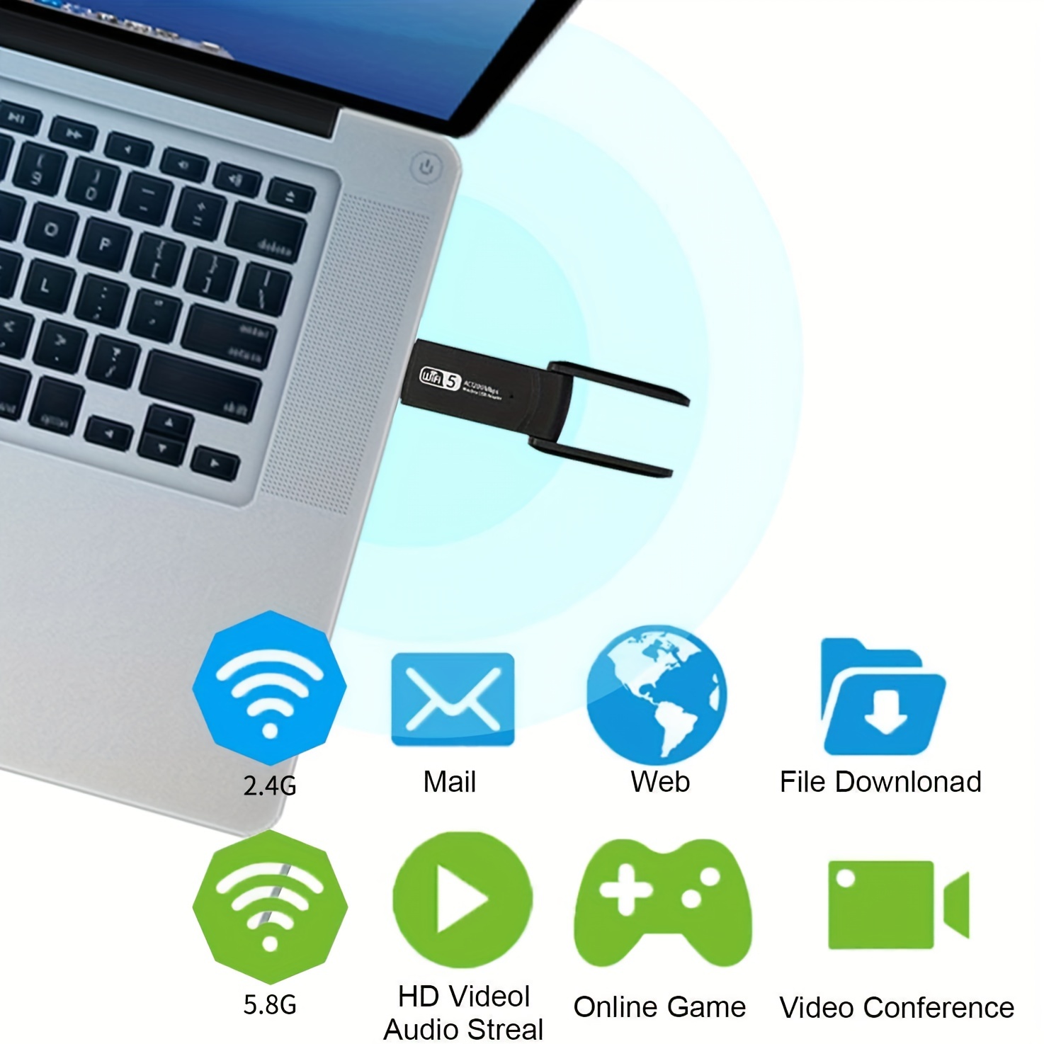 Antenne wifi usb 2db 3db 4db 5dBi pour PC ordinateur portable sans fil  carte réseau 802.11