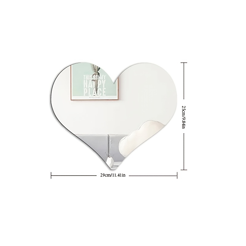 1pc 9 84in 11 41in Heart Shaped Acrylic Wall Sticker Mirror - Temu