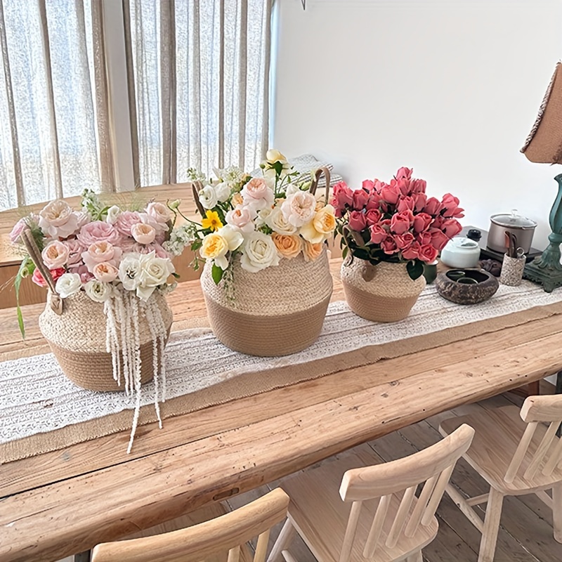 Paja decorativa, duradera, útil, hecha a mano, maceta de fruta, caja de  ratán, cesta de almacenamiento, organizador de flores secas – Los mejores  productos en la tienda online Joom Geek