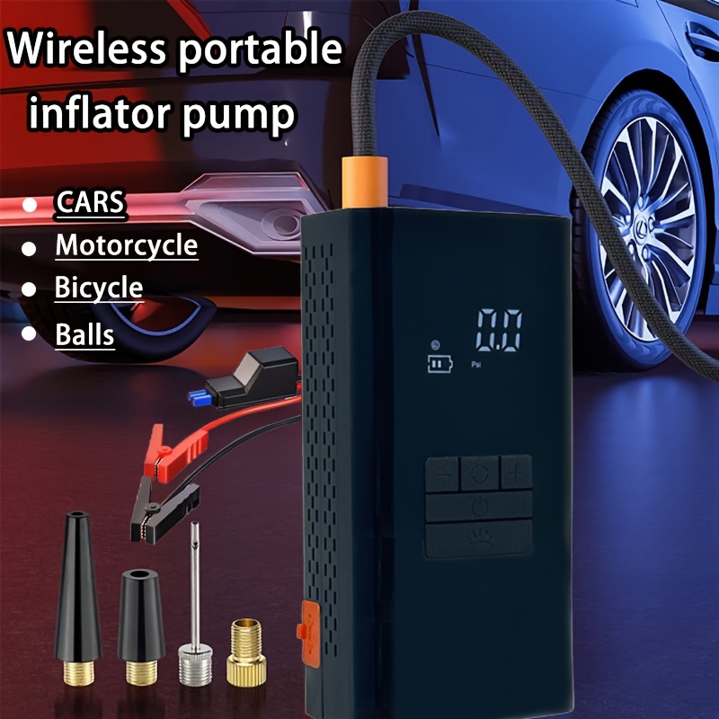 Compresseur d'air portable à gonfleur de pneu, pompe à air 150psi avec  manomètre à affichage numérique et lampe de poche, batterie intégrée de  4000 mah, pompe à pneu pneumatique pour