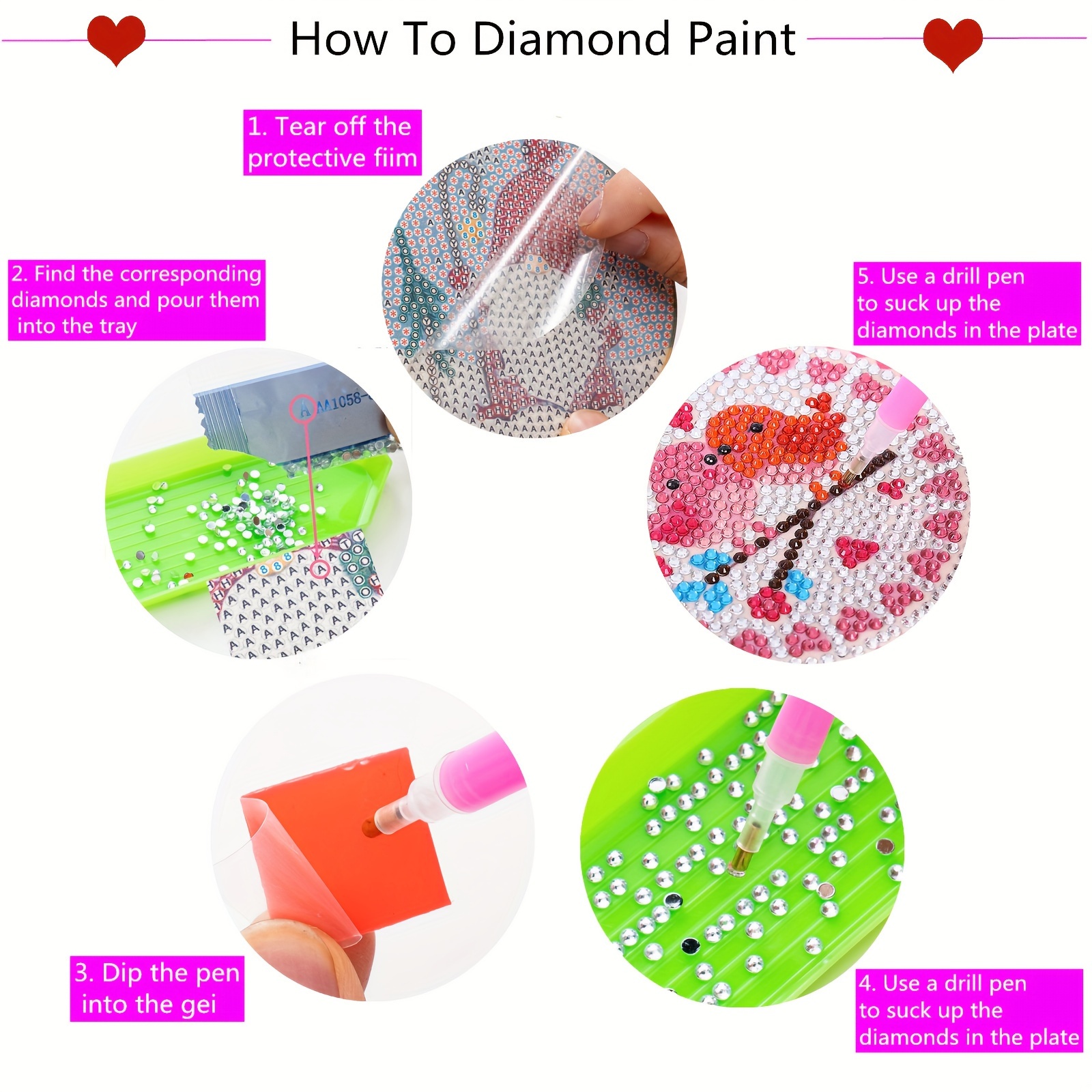 Valentine's Day Diamond Art Painting Coasters Kits With Holder Diy