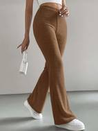 solid high waist pants elegant flare leg pants womens clothing