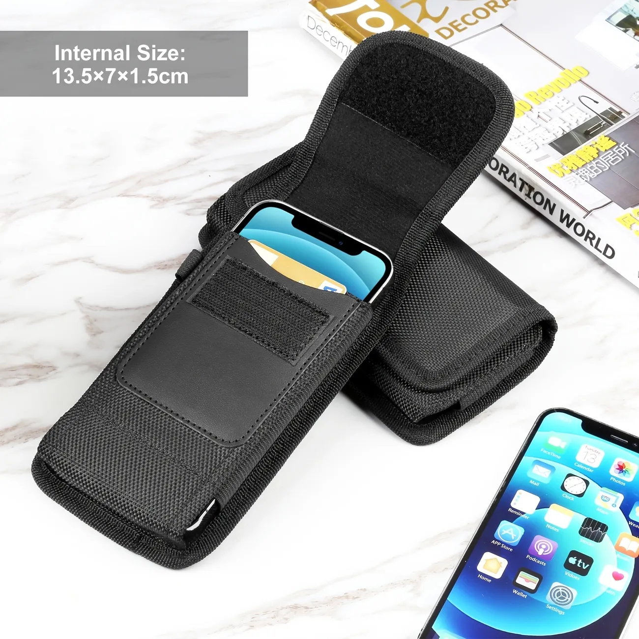 Haweel Encased Cell Phone Pouch Holster Nylon Cloth Phone Belt Clip  Carrying Pouch With Card Slot(black) - Temu
