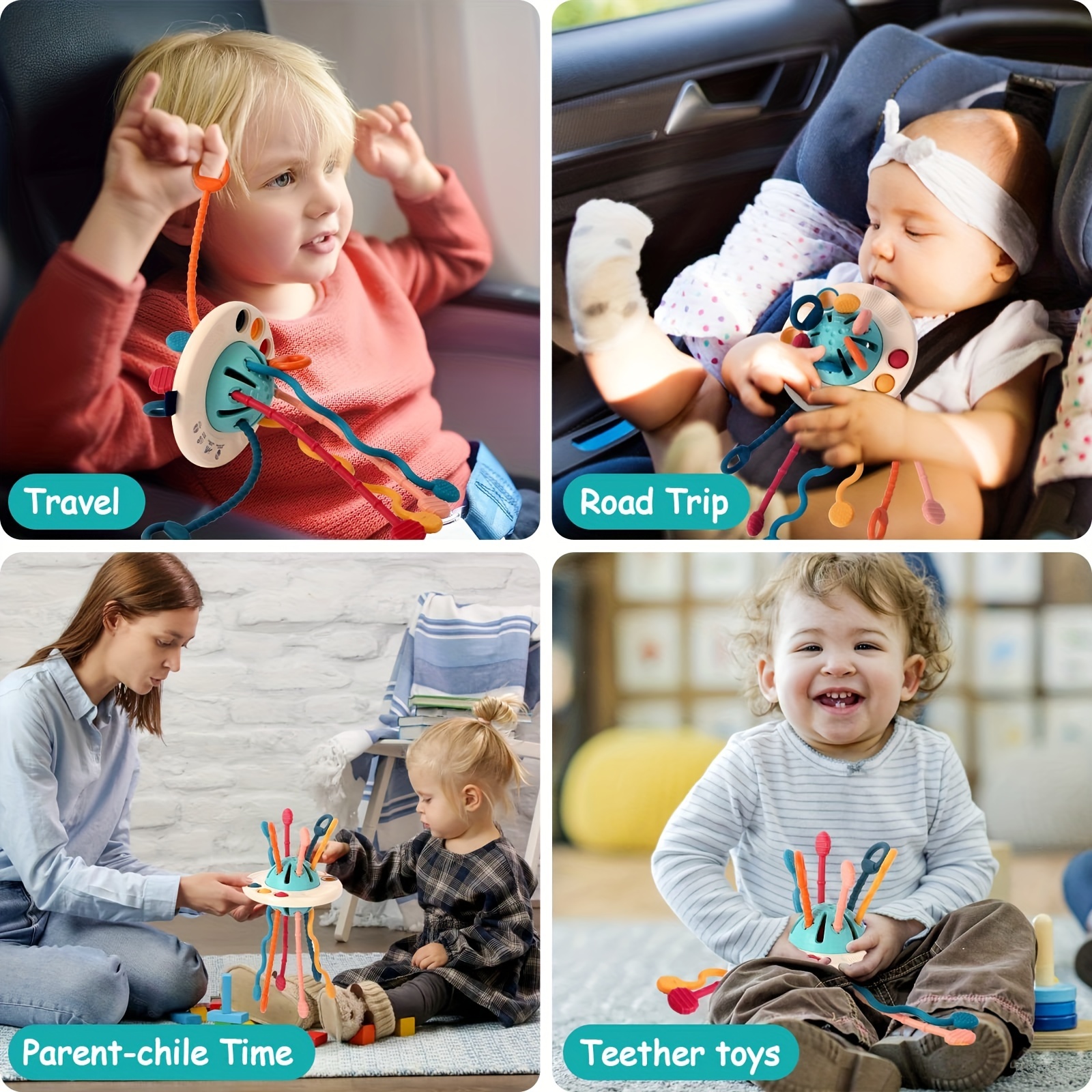 Silicone Pull String Toy for 1 Year Old Boy or Girl