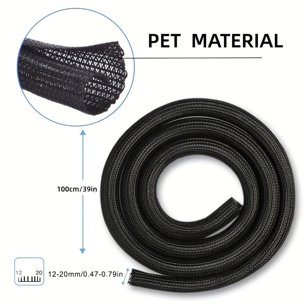 PET Expandable Braided Cable Sleeving Wire Protection Sleeve (1M)