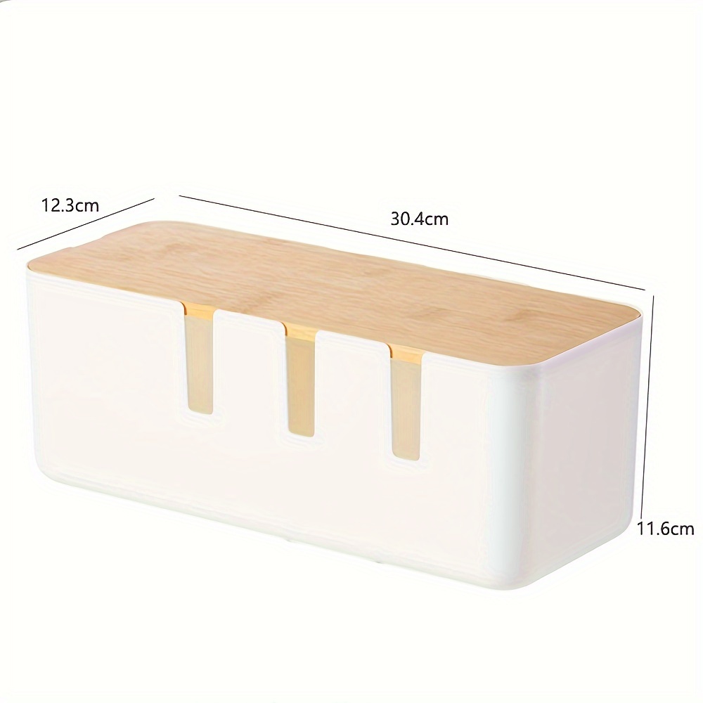 Cable Management Box With Plastic Lid & - 12x5x4.5 Inches Wire Cover For Desk/tv/computer/usb System, Hide Power Strips & Cords - Cable Organizer For Office & Gaming Setup (space-)