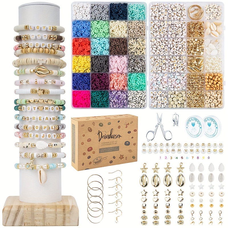 Clay Bead Bracelet Diy Making Kit 24 color Spaced Flat Beads - Temu United  Kingdom