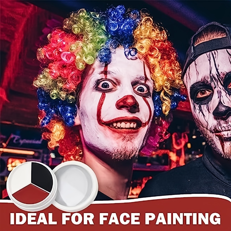 Black White Red Face Paint Clown Makeup Kit Professional White