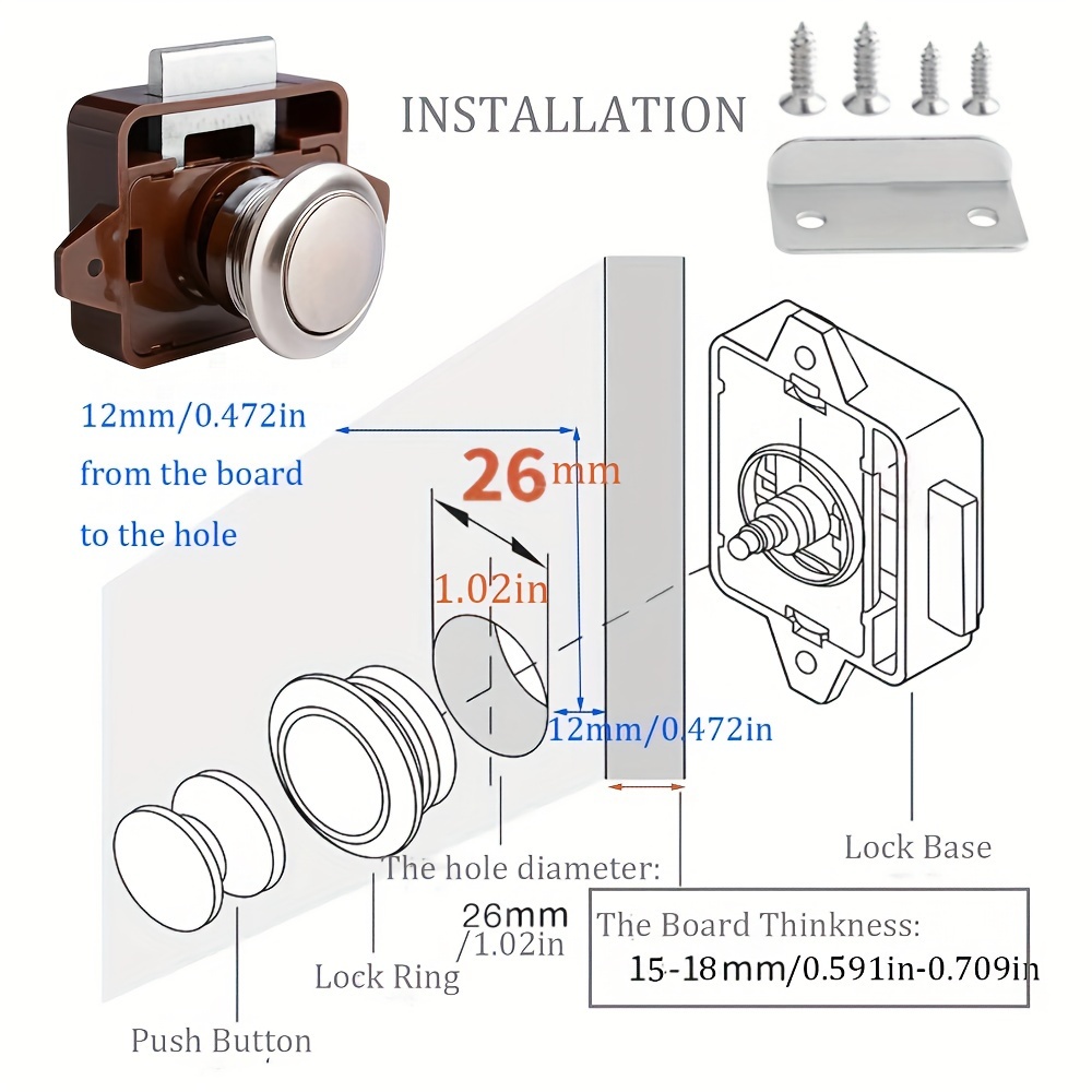 Push Button Latch Cabinet Door Catch Keyless Cupboard Locks - Temu