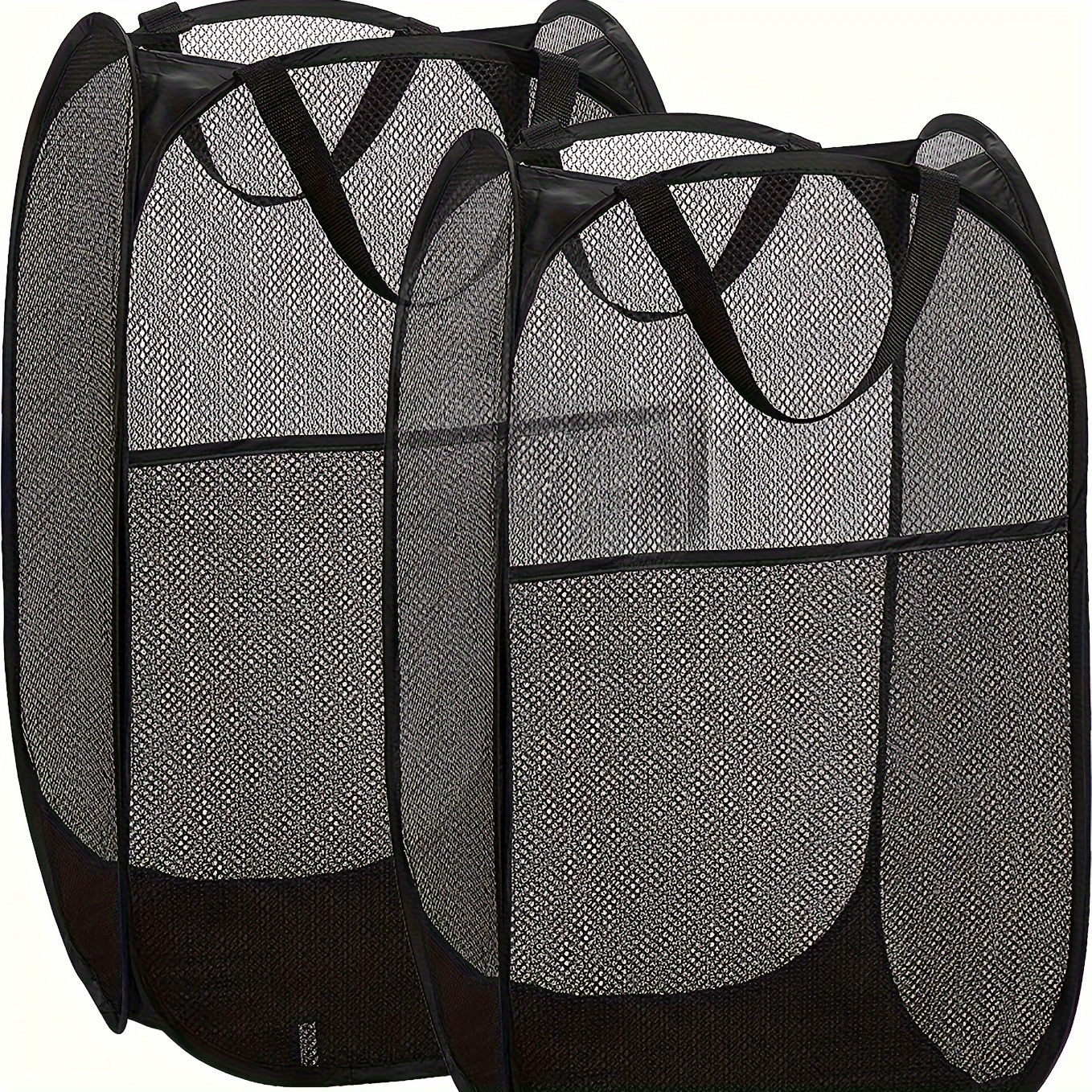 

2pcs Dirty Clothes Basket Popup Laundry Hamper Foldable Pop-up Mesh Hamper Dirty Clothes Basket With Carry Handles