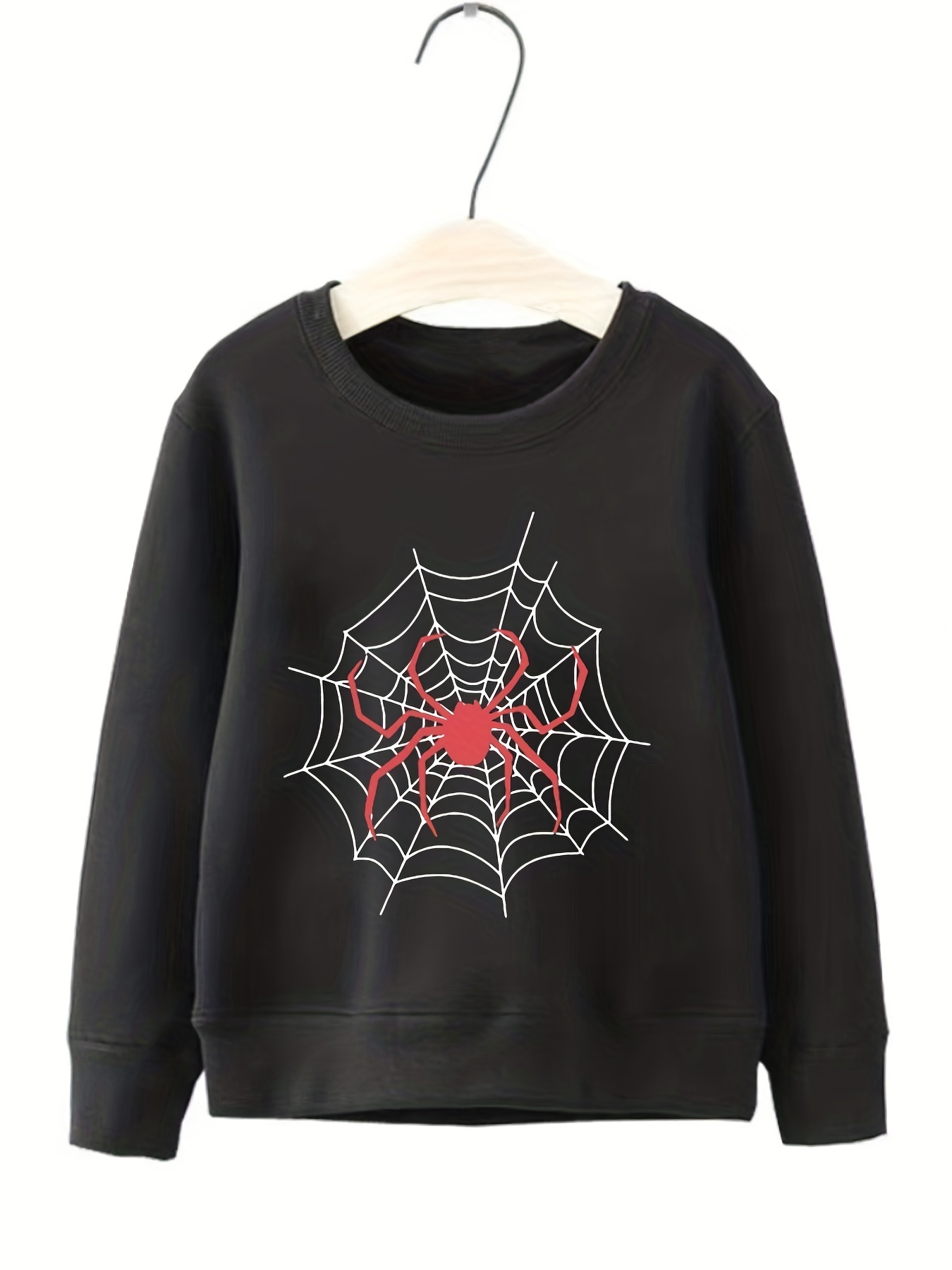 Cobweb Print Crew Neck Long Sleeve T shirt Party Spring Fall - Temu