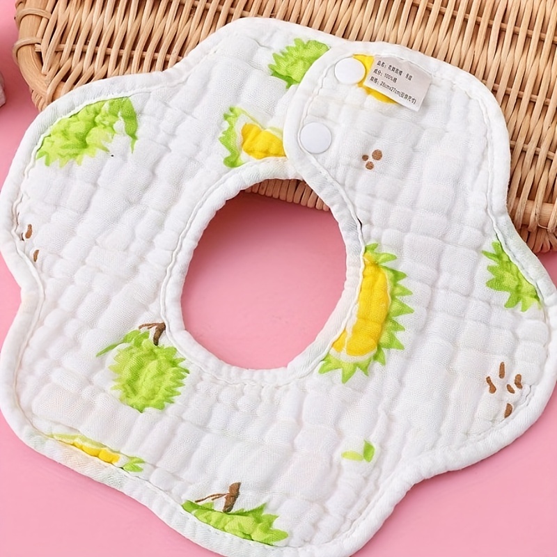 Infant Toddler Cotton Gauze Petal Bib, Absorbent Feeding Bib