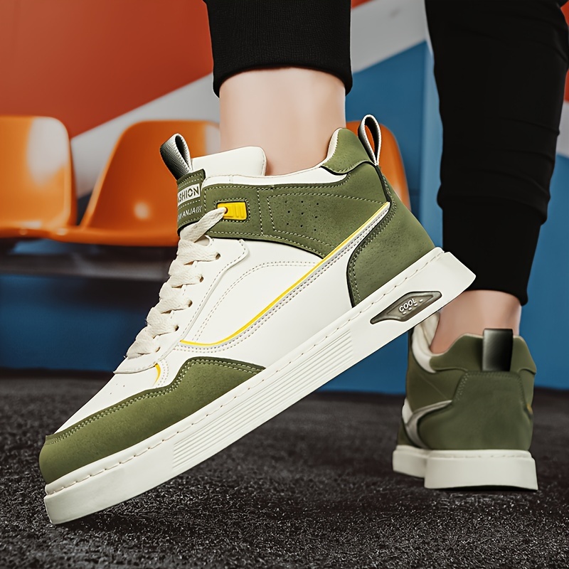 Zapatillas Casuales de Caña Alta para Hombre - Transpirables, Suela Gruesa, Zapatos de Skate con Cordones y Diseño a Rayas para Todas las Estaciones