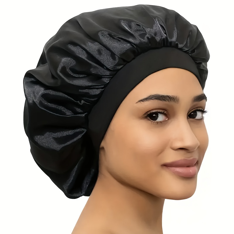 1pc Women Fashion accessories Ruched Black Hair Bonnet