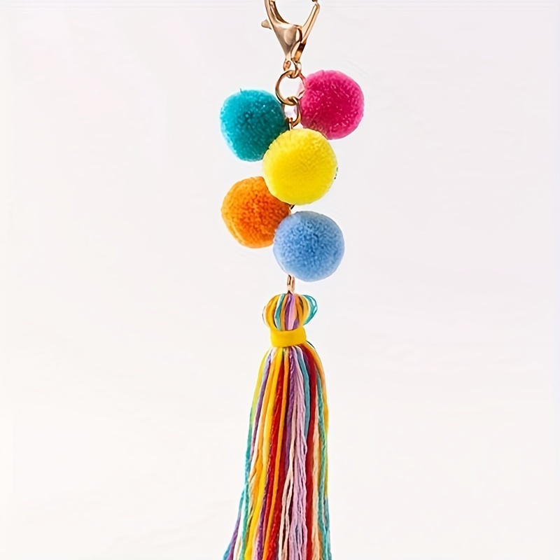 Tassel Keychain Colorful Backpack Keychain Women Cute Bag Charms