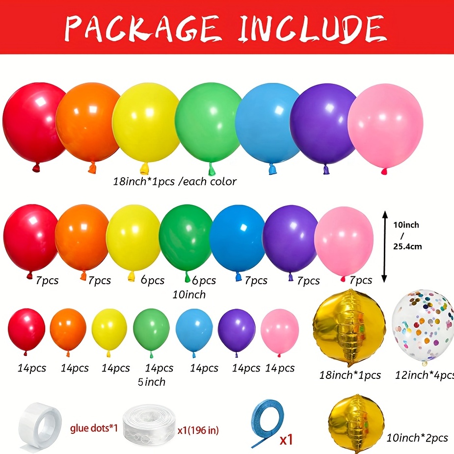 189pcs Kit de arco de globos pastel colores surtidos Globos de