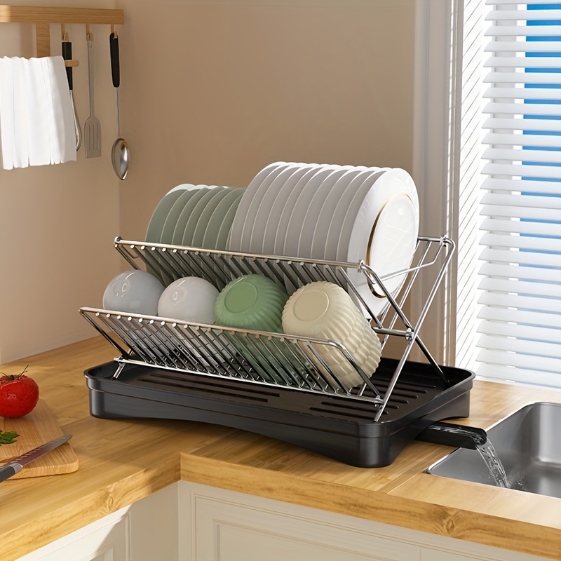304 Stainless Steel 2Tier Thicken Dish Drying Rack, Over the Sink