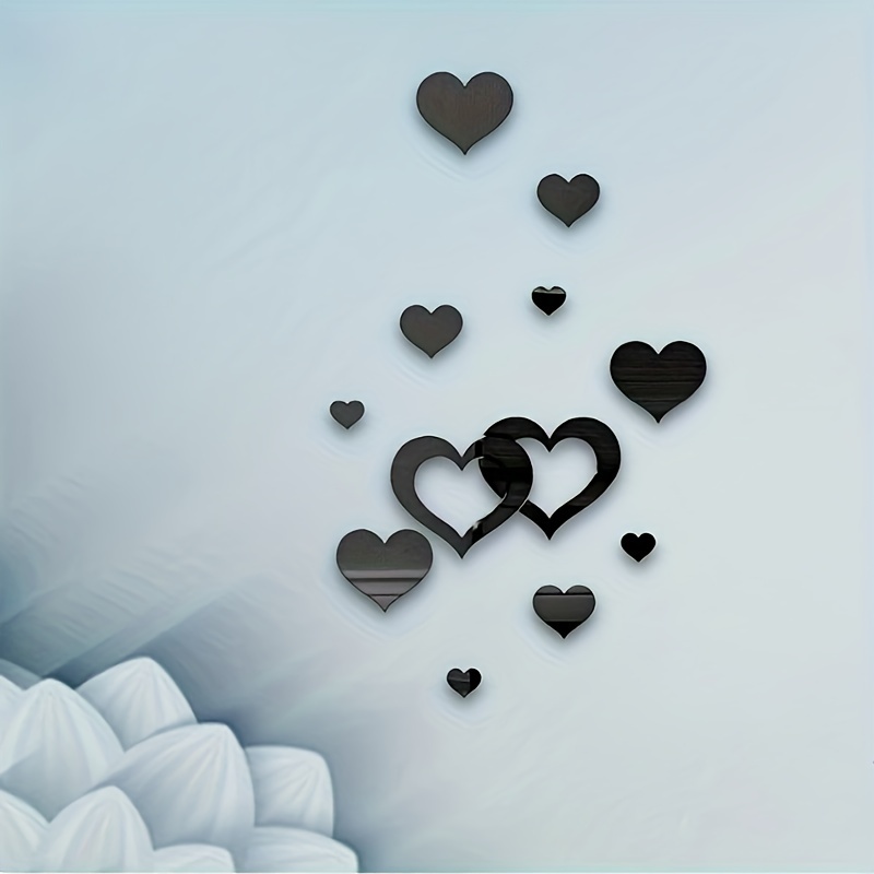 1 juego de pegatinas adhesivas en forma de corazón espejo decoración de  corazón espejos adhesivos de pared corazón calcomanías de espejo decoración  de