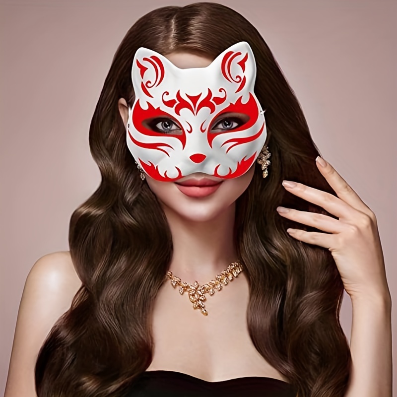 Baluue White Craft Masks 3 Pcs Cat Face Mask Blank Mask Cosplay Party Mask  Cat Mask (White) White Paper Blank