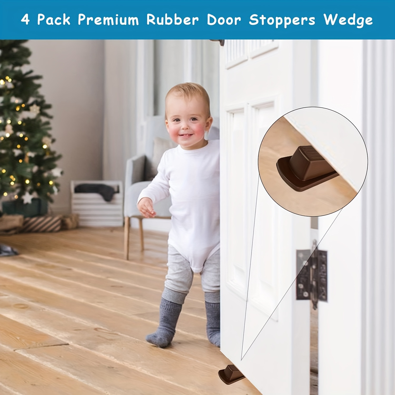 Door Stoppers for Floor Rubber Door Stop Wedge, Door Gaps and Prevent The  Lock-Outs,Floor Sturdy Stackable Door Stop for Carpet Heavy Duty Door (3