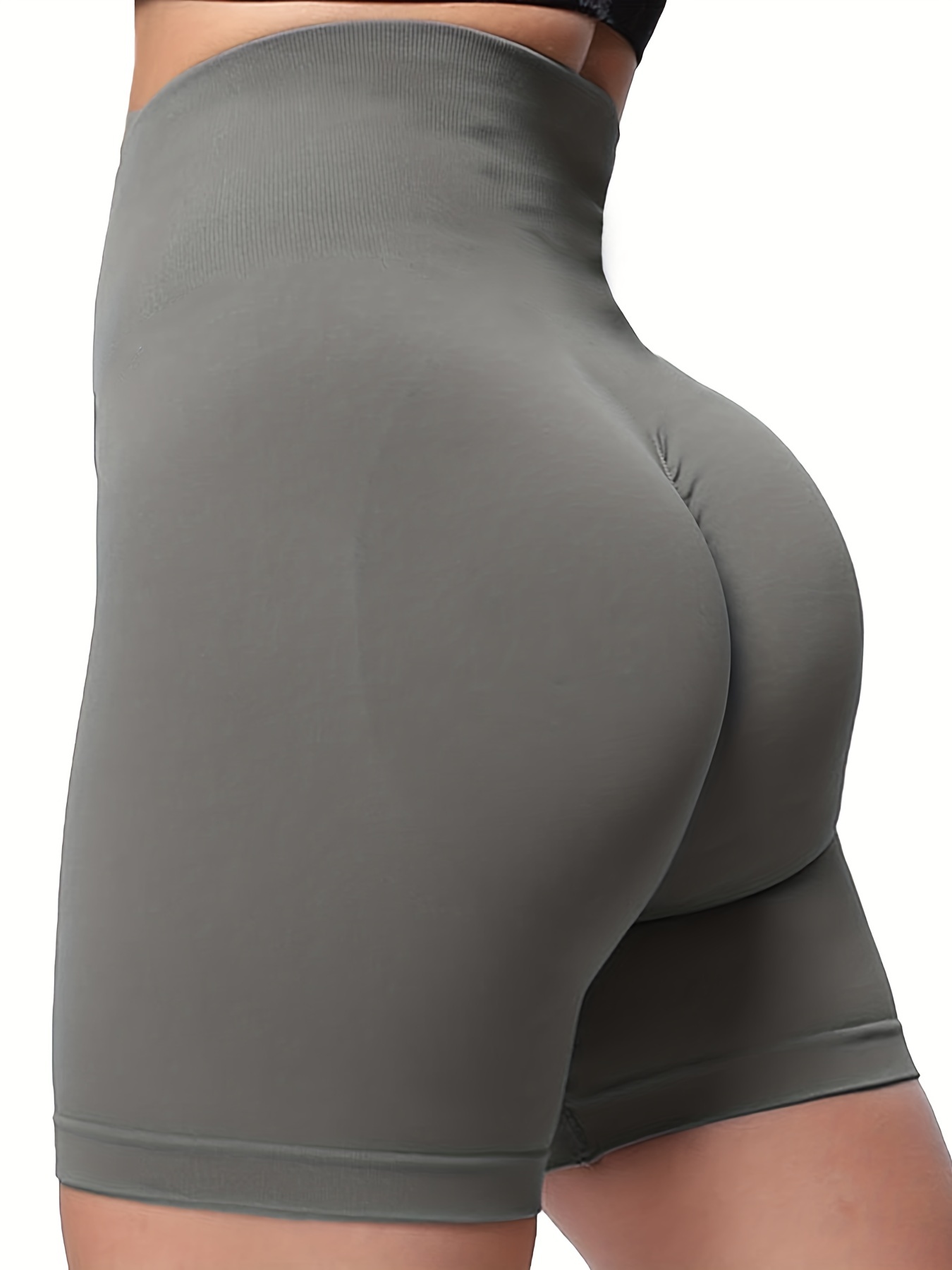 Caramel Solid V-Waist Scrunch Butt Shorts