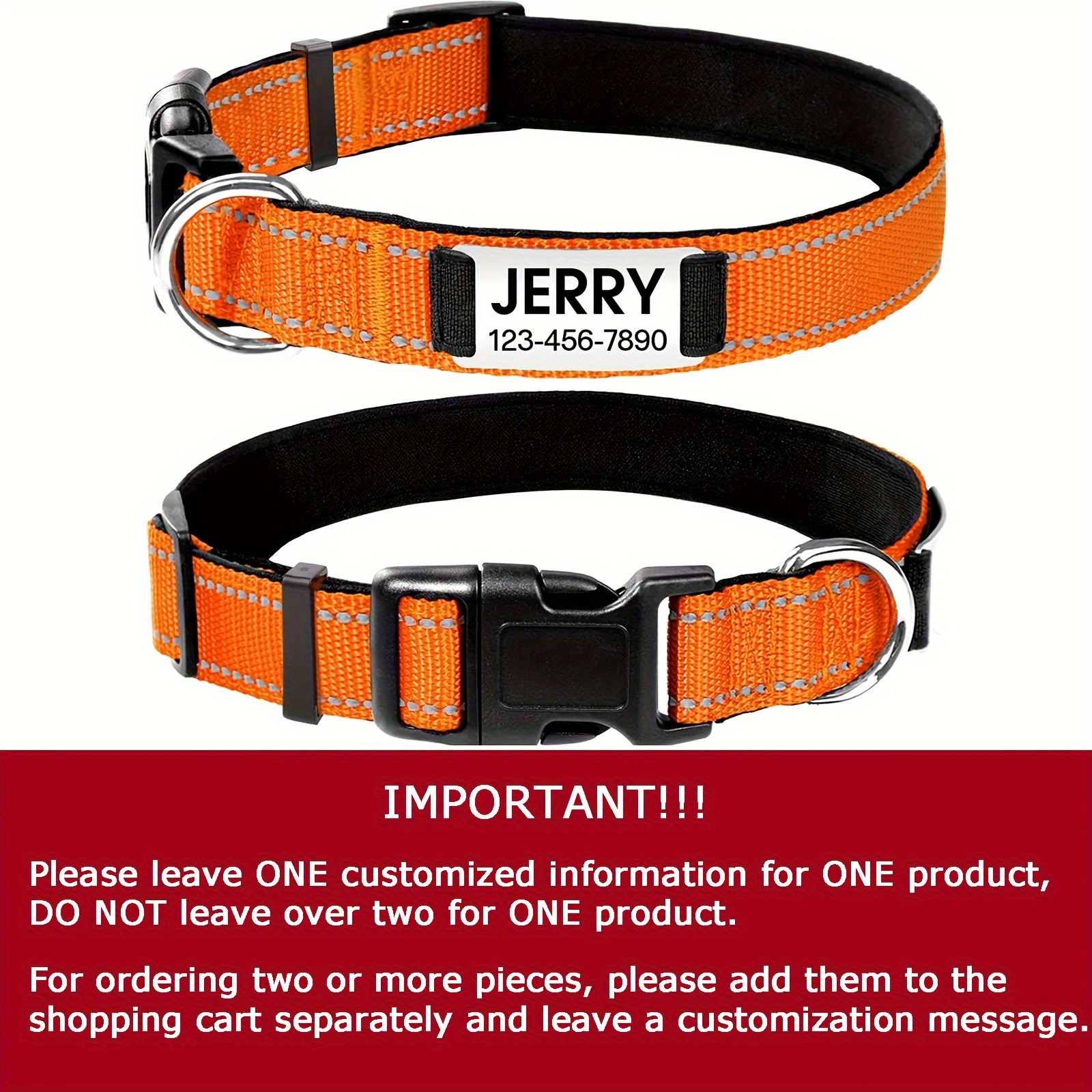 Orange dog best sale collars with nameplate