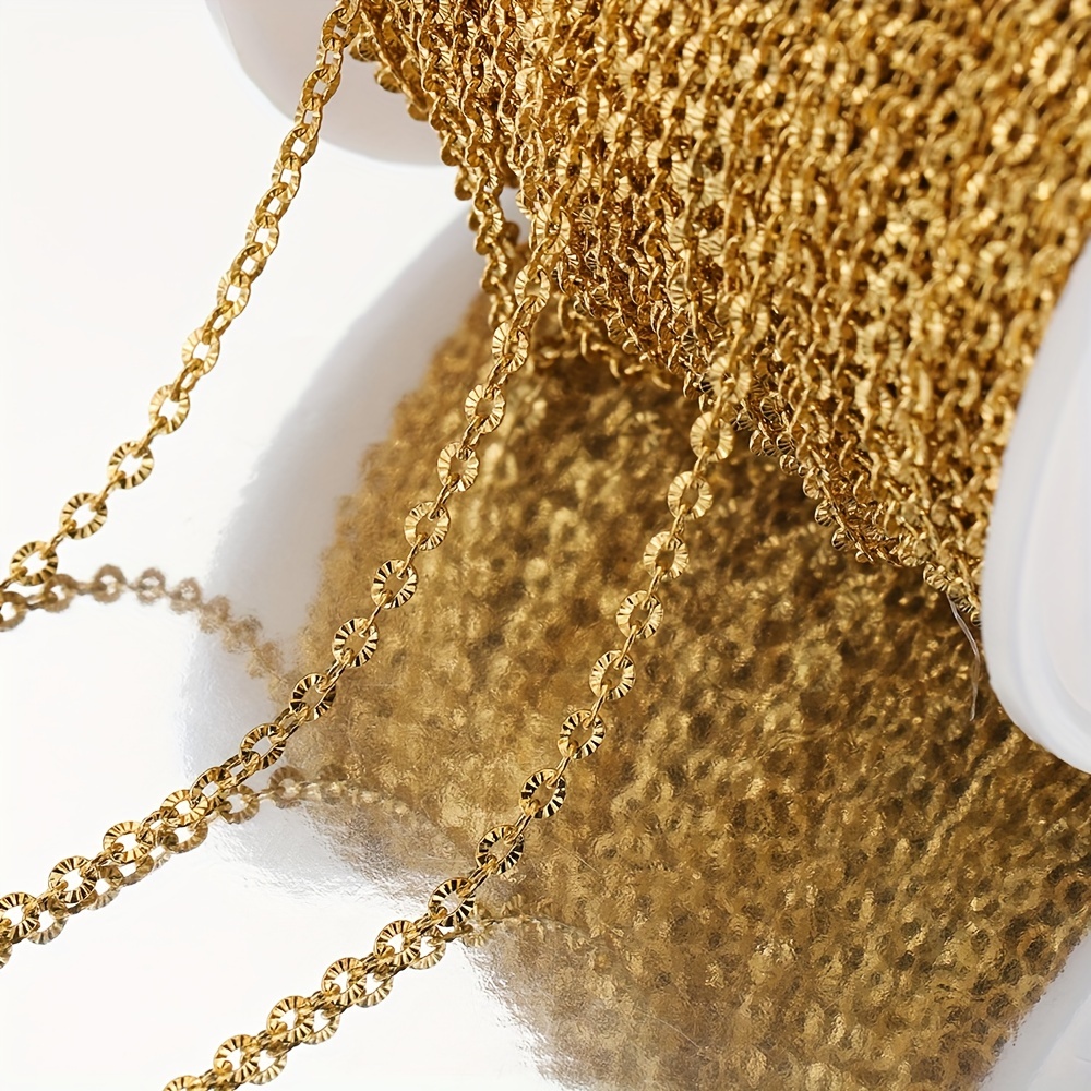 2meters Stainless Steel Chain Golden Chains For Necklace - Temu