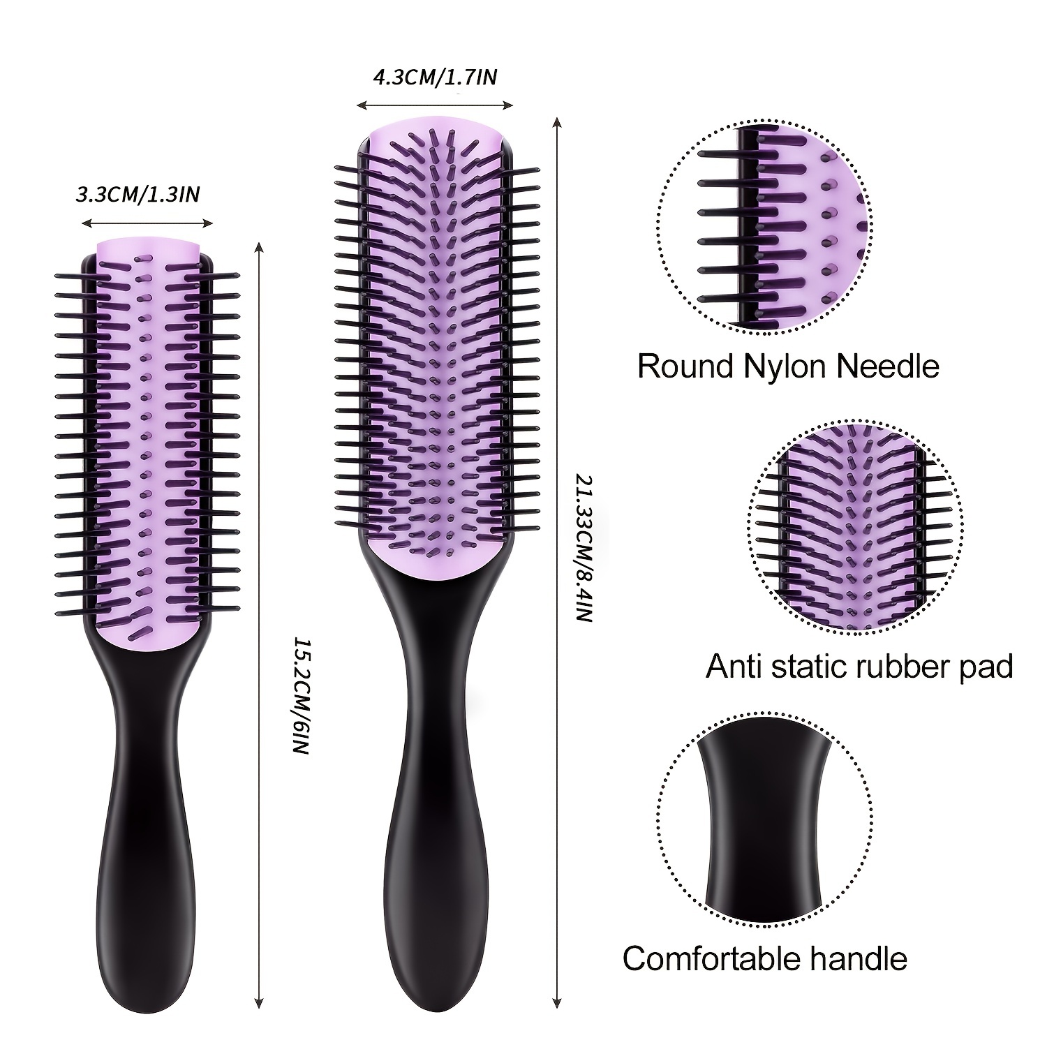 Colorful Nylon Bristle Hair Comb For All Hair Types Gentle - Temu