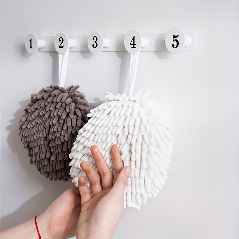 Chenille Hand Towel Ball with Hanging Loop