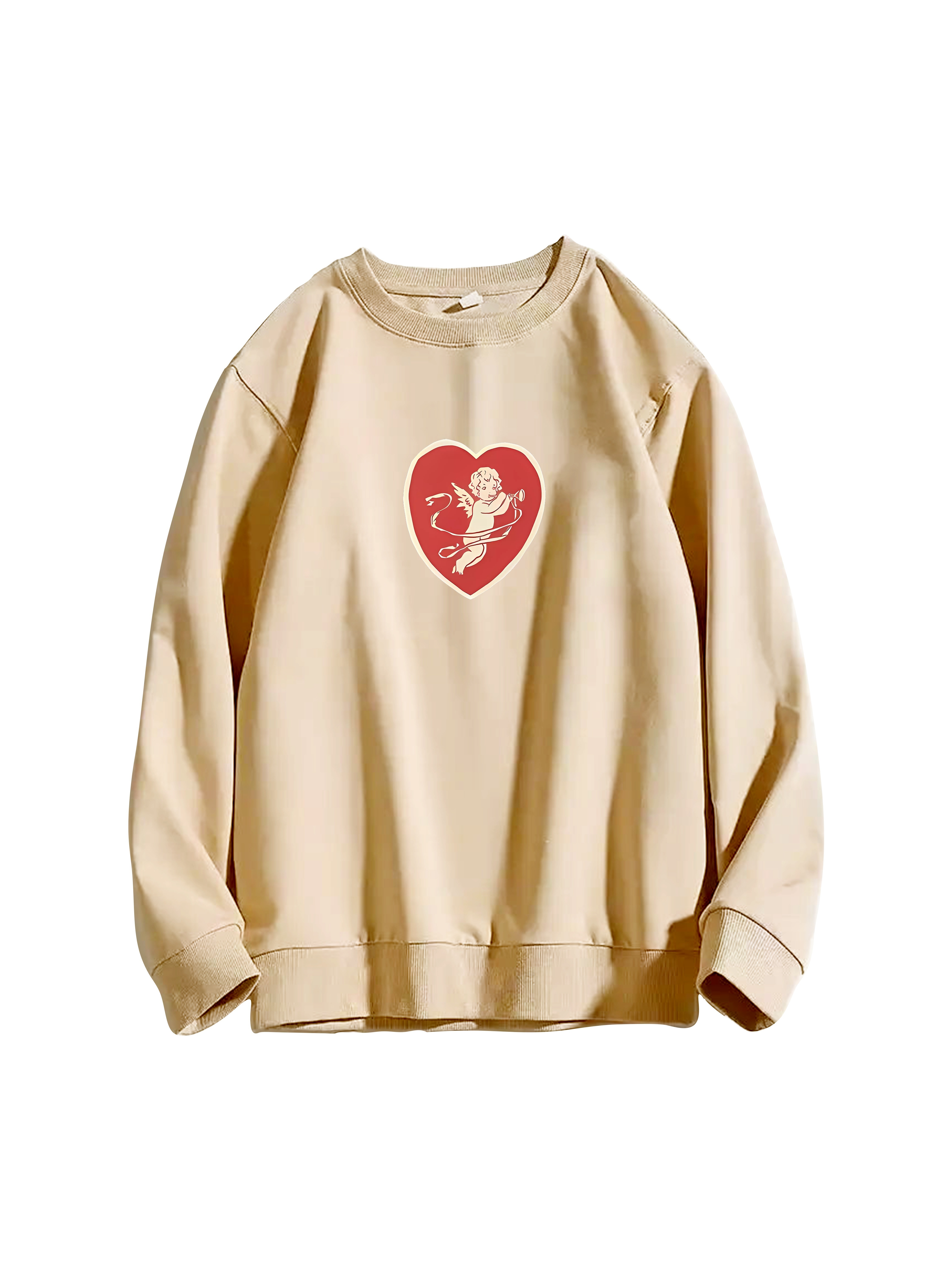 Baby Angel In A Heart Graphic Print Men's Casual Creative Pullover