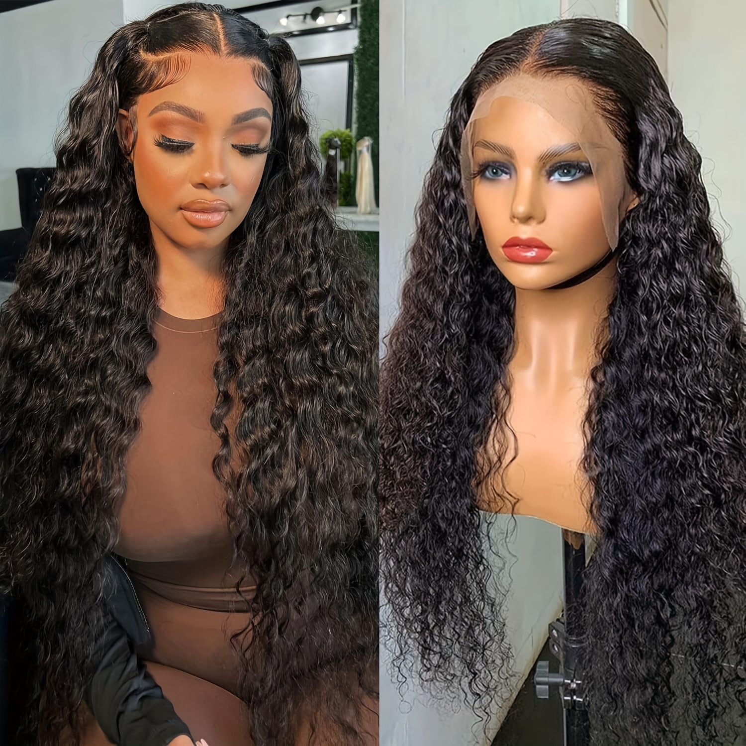  32-Inch 13x6 HD Deep Wave Lace Front Wigs Human Hair Wigs for  Women 180% Density Brazilian Virgin Transparent Deep Curly Lace Frontal  Wigs Human Hair Pre Plucked With Baby Hair