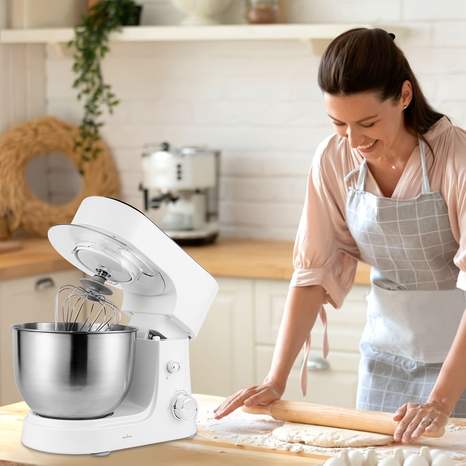 Stand Mixer For Home Kitchen, Food & Cake Mixing Machine, With Dough  Hook/whisk/egg Beater, Dough Hook Splatter Shield And Mixing Bowl, For  Baking Cakes & Cookies